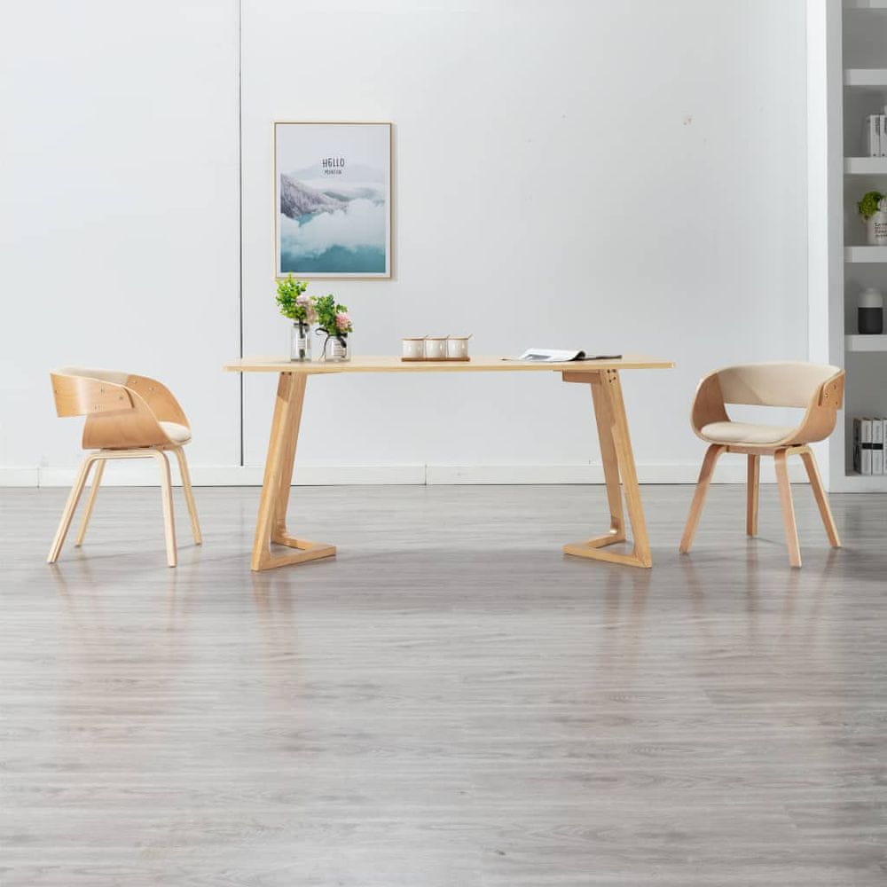 Vidaxl Jedálenské stoličky 2 ks krémové ohýbané drevo a umelá koža